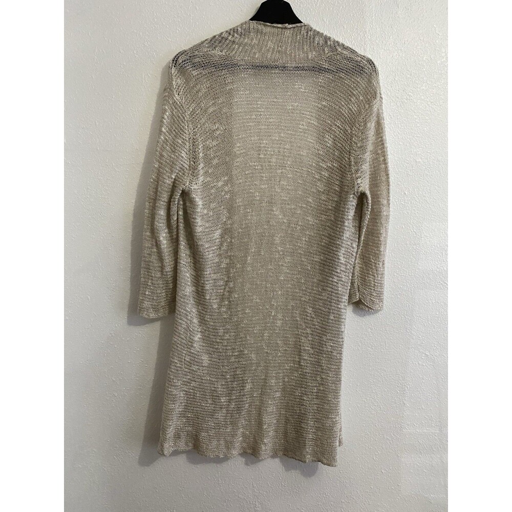 Eileen Fisher L Crochet Long Open Front Cardigan Boho Bohemian Minimalist D25 - Picture 3 of 6
